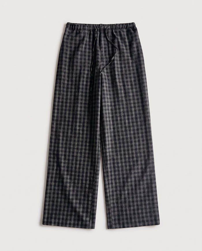 Check Drawstring Trousers Black Check