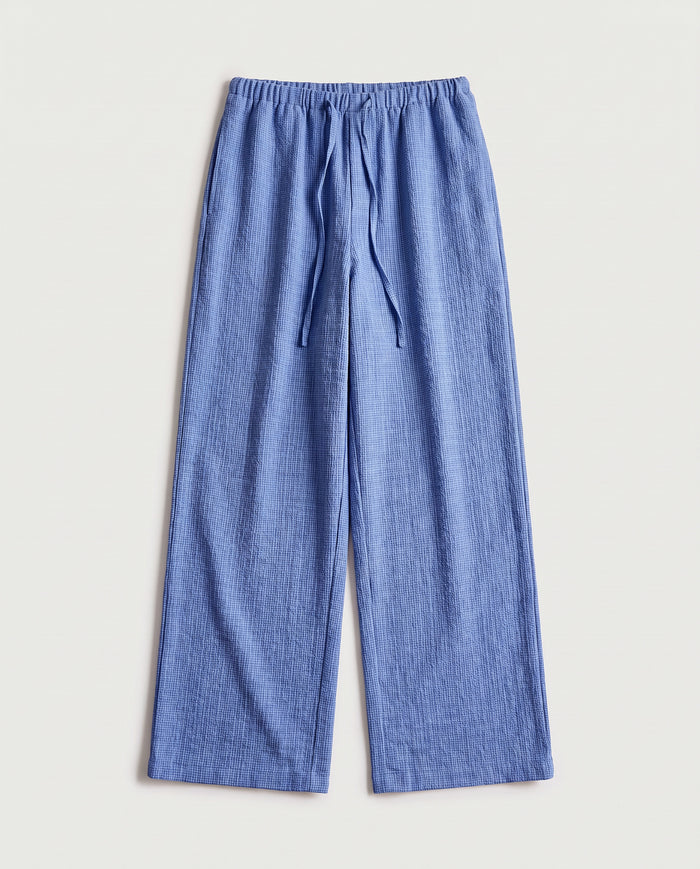 Check Drawstring Trousers Blue Check