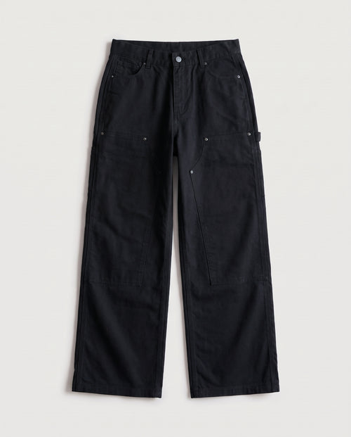 Double Knee Work Trousers Black flat lay, front