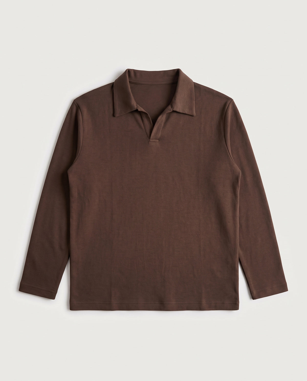 Long Sleeve Polo Brown flat lay, front