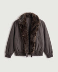 Fur Collar Padded Jacket Brown flat lay, front
