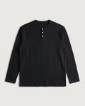 Long Sleeve Henley Black flat lay, front