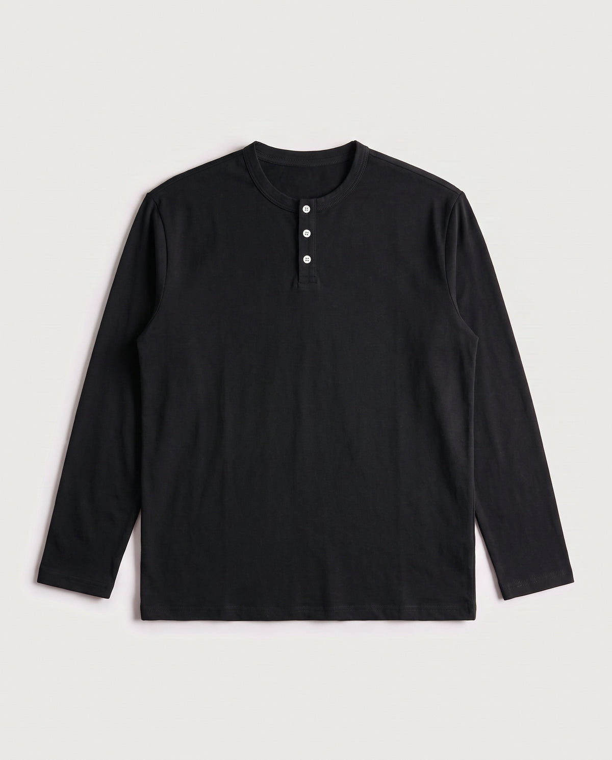 Long Sleeve Henley Black flat lay, front