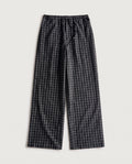 Check Drawstring Trousers Black Check flat lay, front