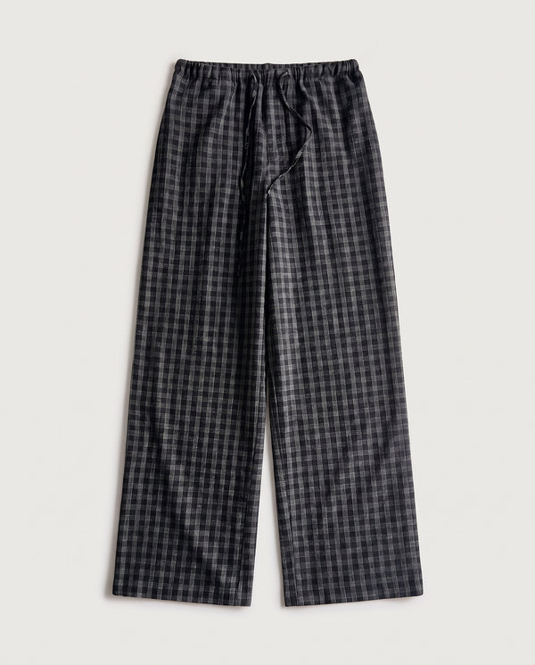 Check Drawstring Trousers Black Check