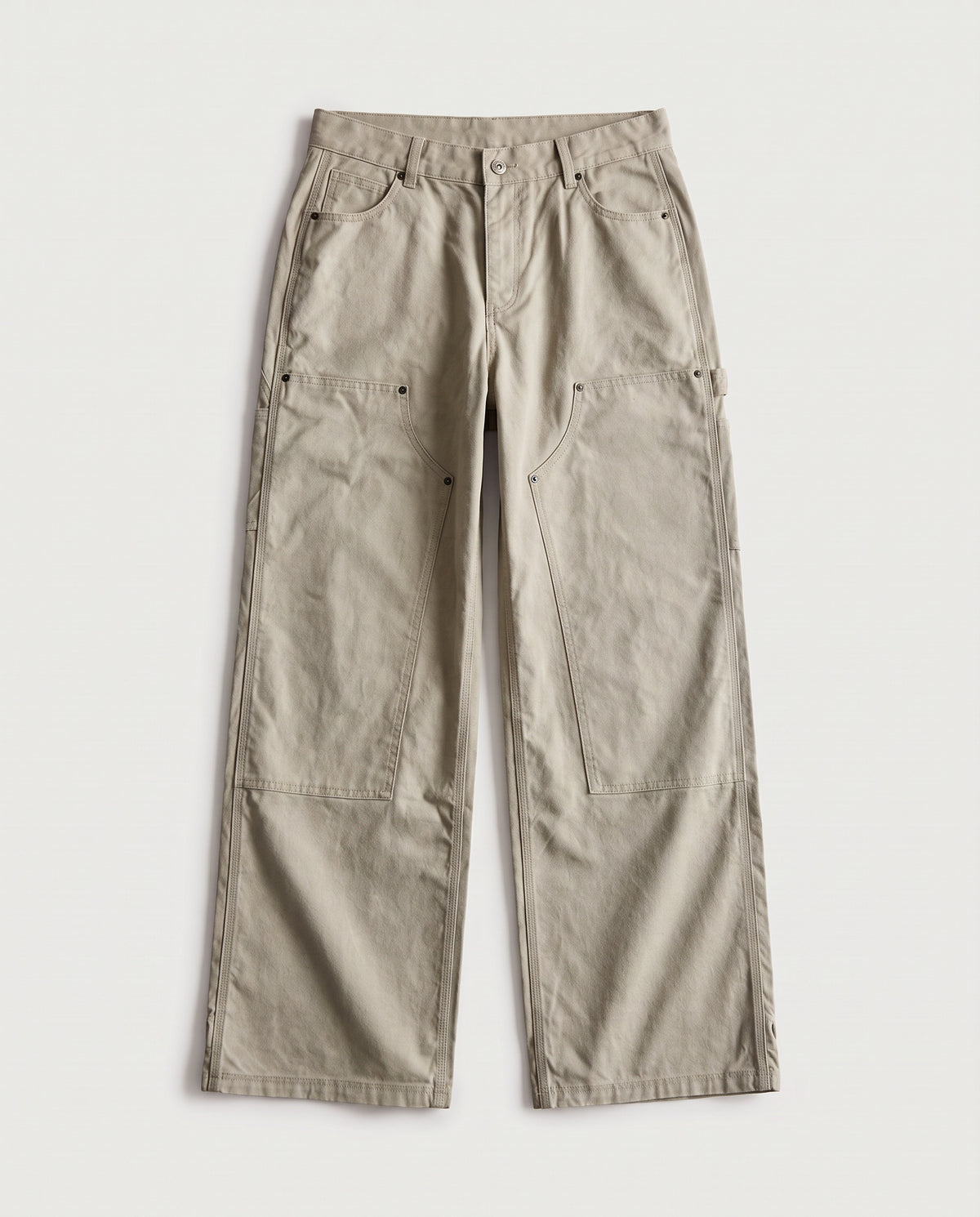 Double Knee Work Trousers Light Khaki flat lay, front