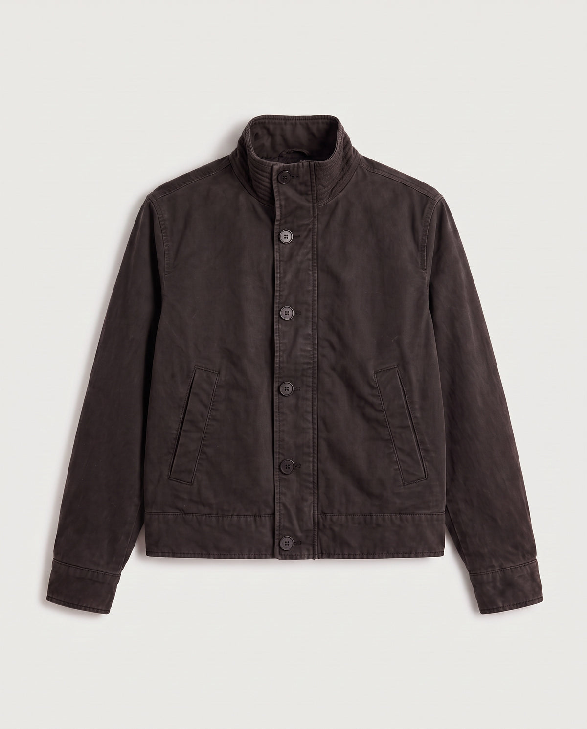 Stand Collar Jacket Brown Lightweight flat lay, front