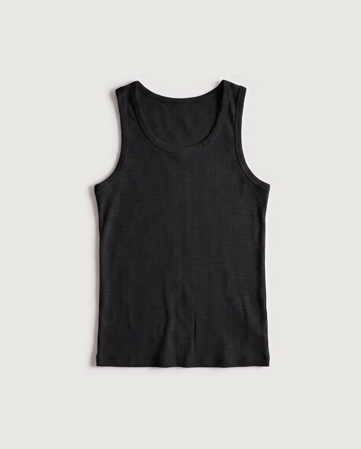 Ribbed Vest Black flat lay, front
