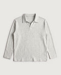 Long Sleeve Polo Light Grey Marl flat lay, front