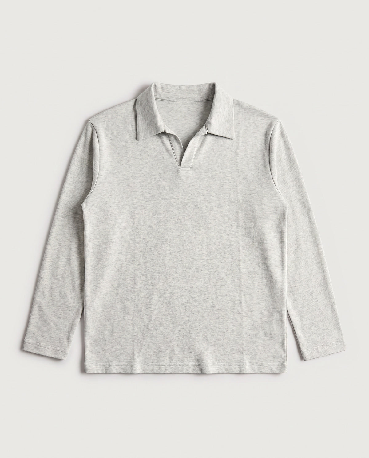 Long Sleeve Polo Light Grey Marl flat lay, front