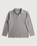 Long Sleeve Polo Warm Grey flat lay, front