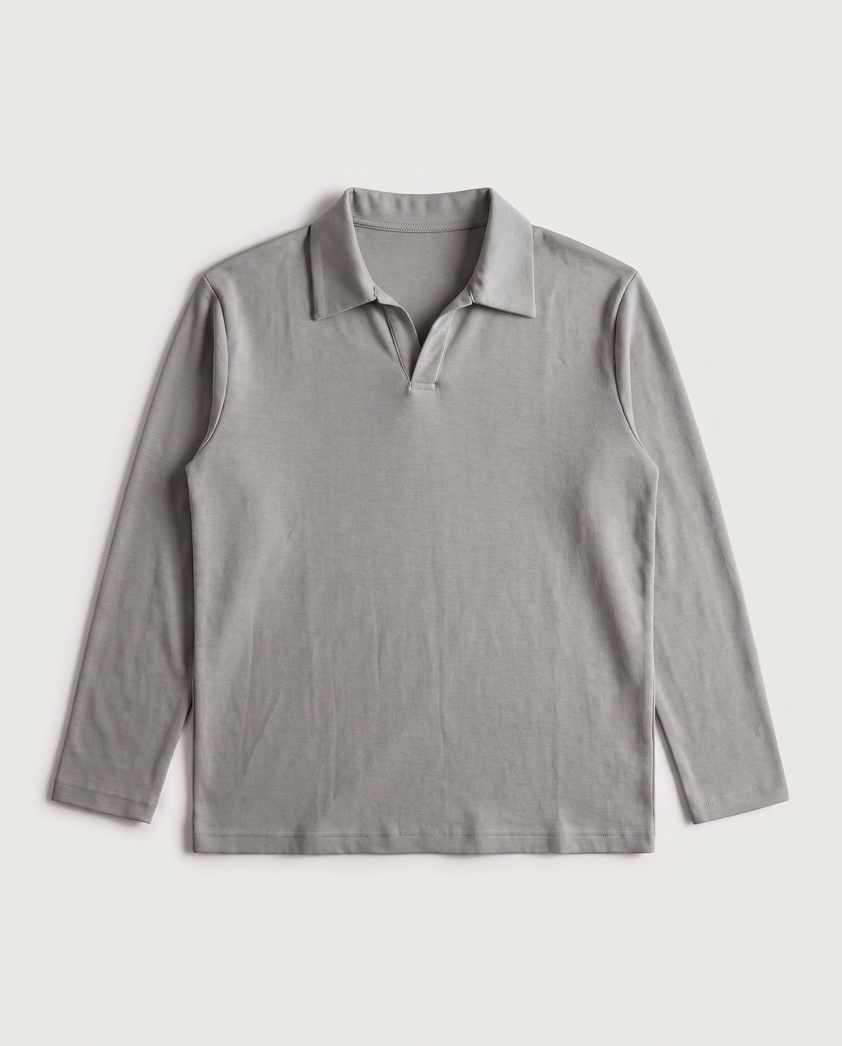 Long Sleeve Polo Warm Grey flat lay, front