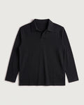 Long Sleeve Polo Black flat lay, front