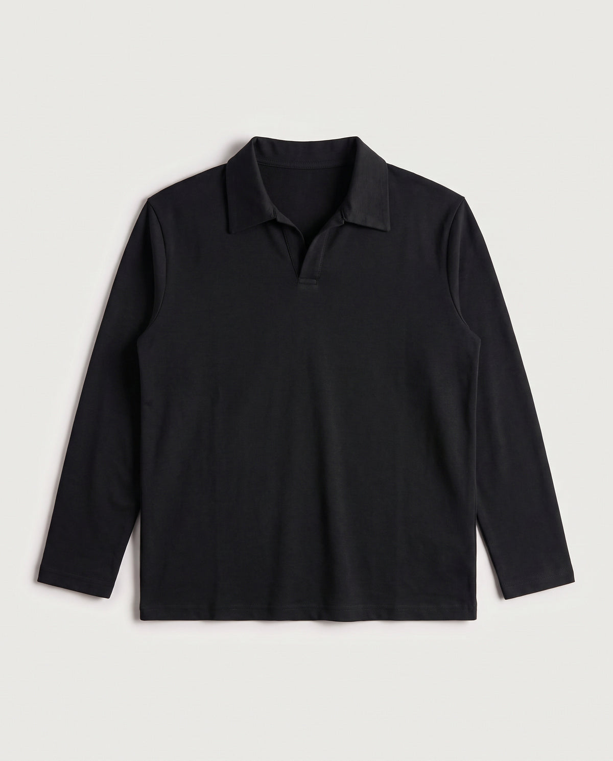 Long Sleeve Polo Black flat lay, front