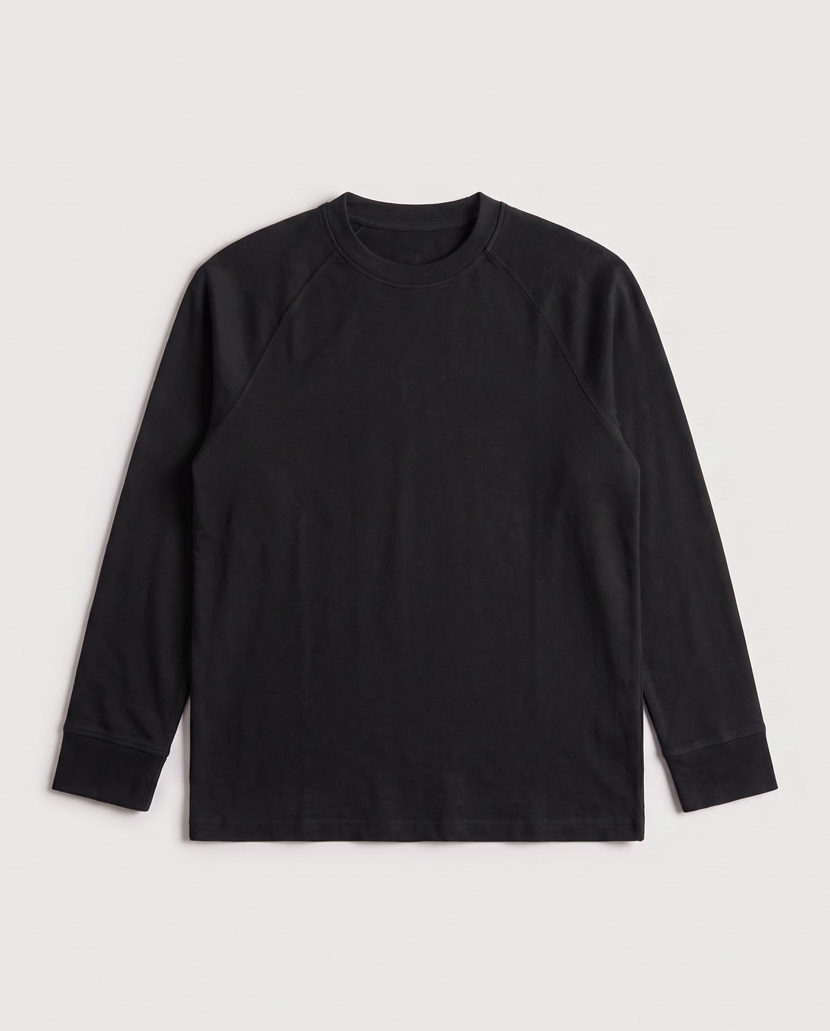 Fleece Base Layer Black Crew Neck flat lay, front