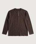Long Sleeve Henley Brown flat lay, front