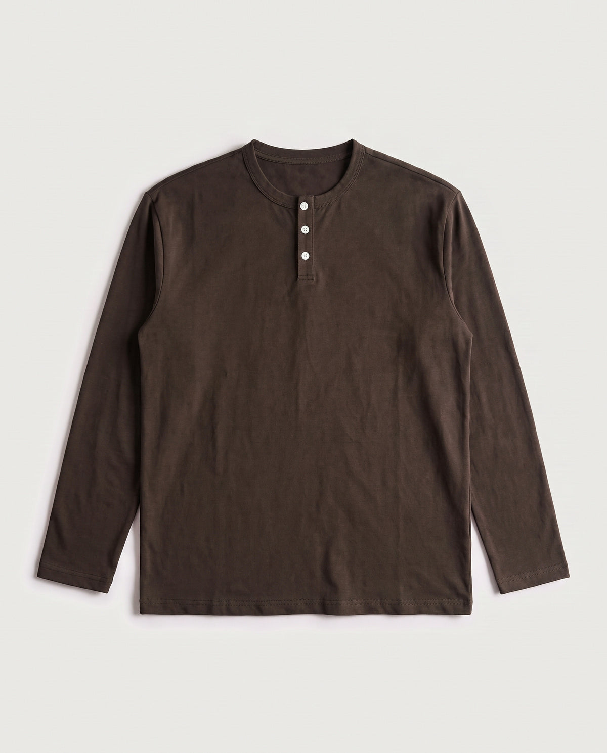 Long Sleeve Henley Brown flat lay, front