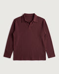 Long Sleeve Polo Burgundy flat lay, front