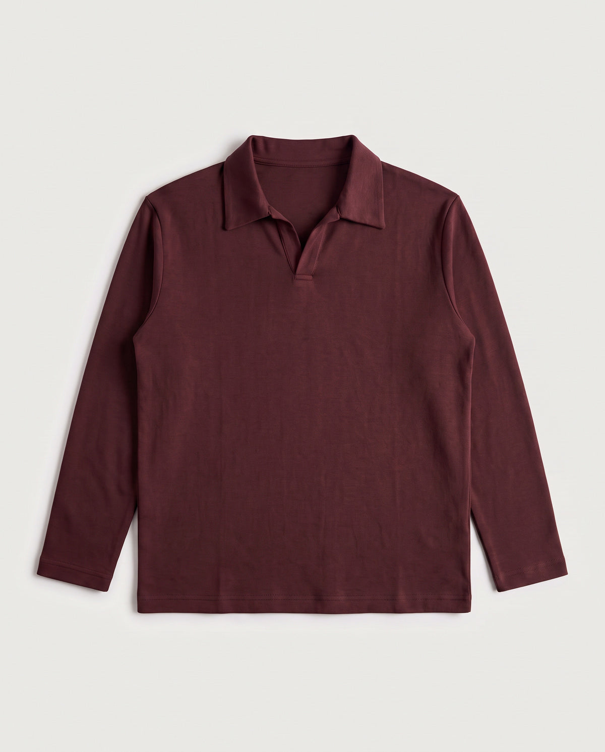 Long Sleeve Polo Burgundy flat lay, front