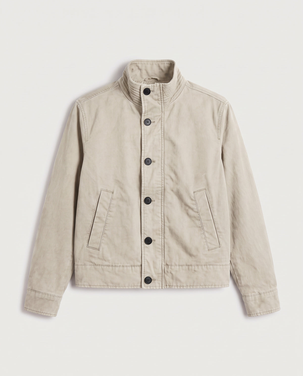 Stand Collar Jacket Stone flat lay, front