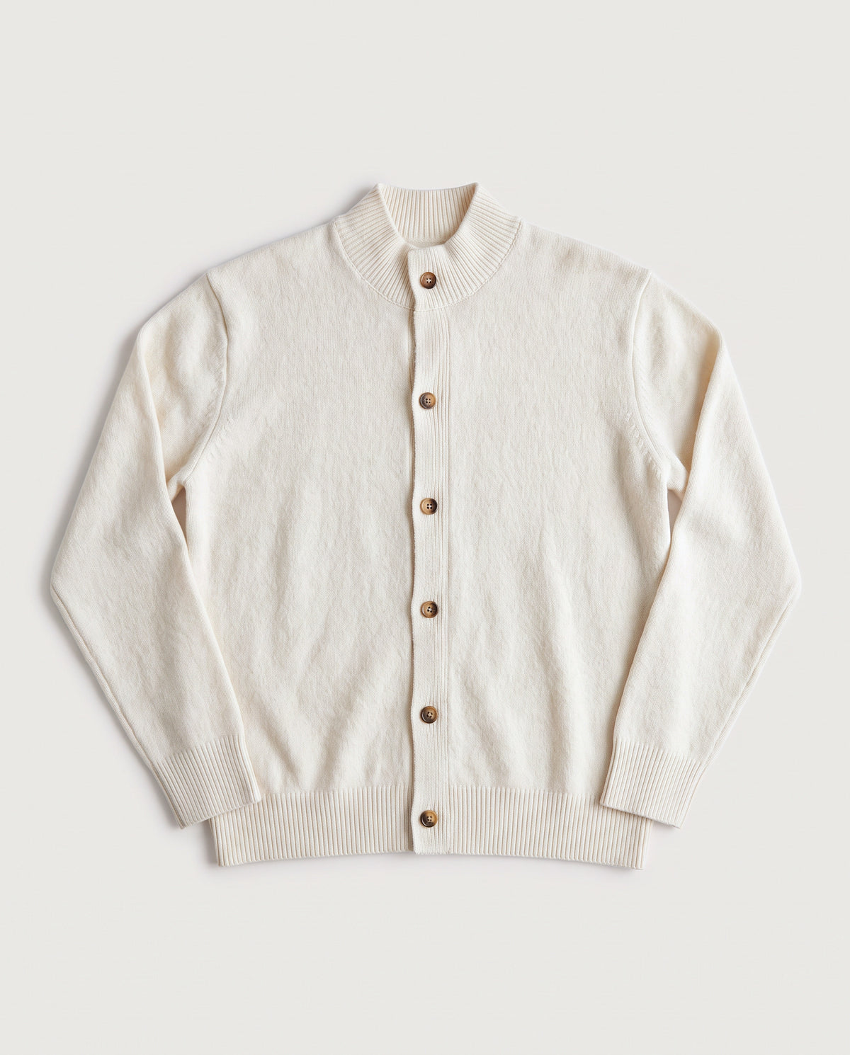 Mock Neck Cardigan White flat lay, front
