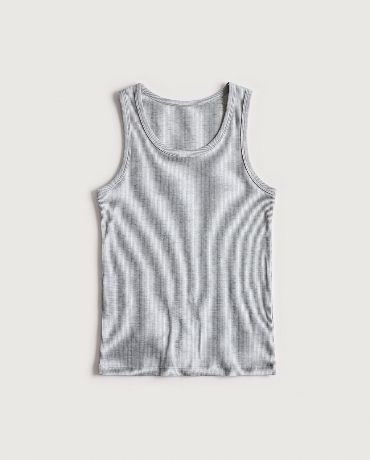 Ribbed Vest Light Grey Marl flat lay, front