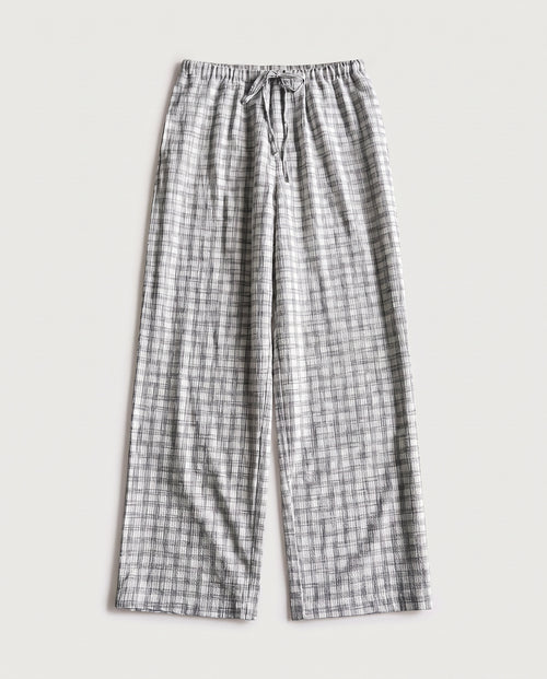 Check Drawstring Trousers White Check flat lay, front