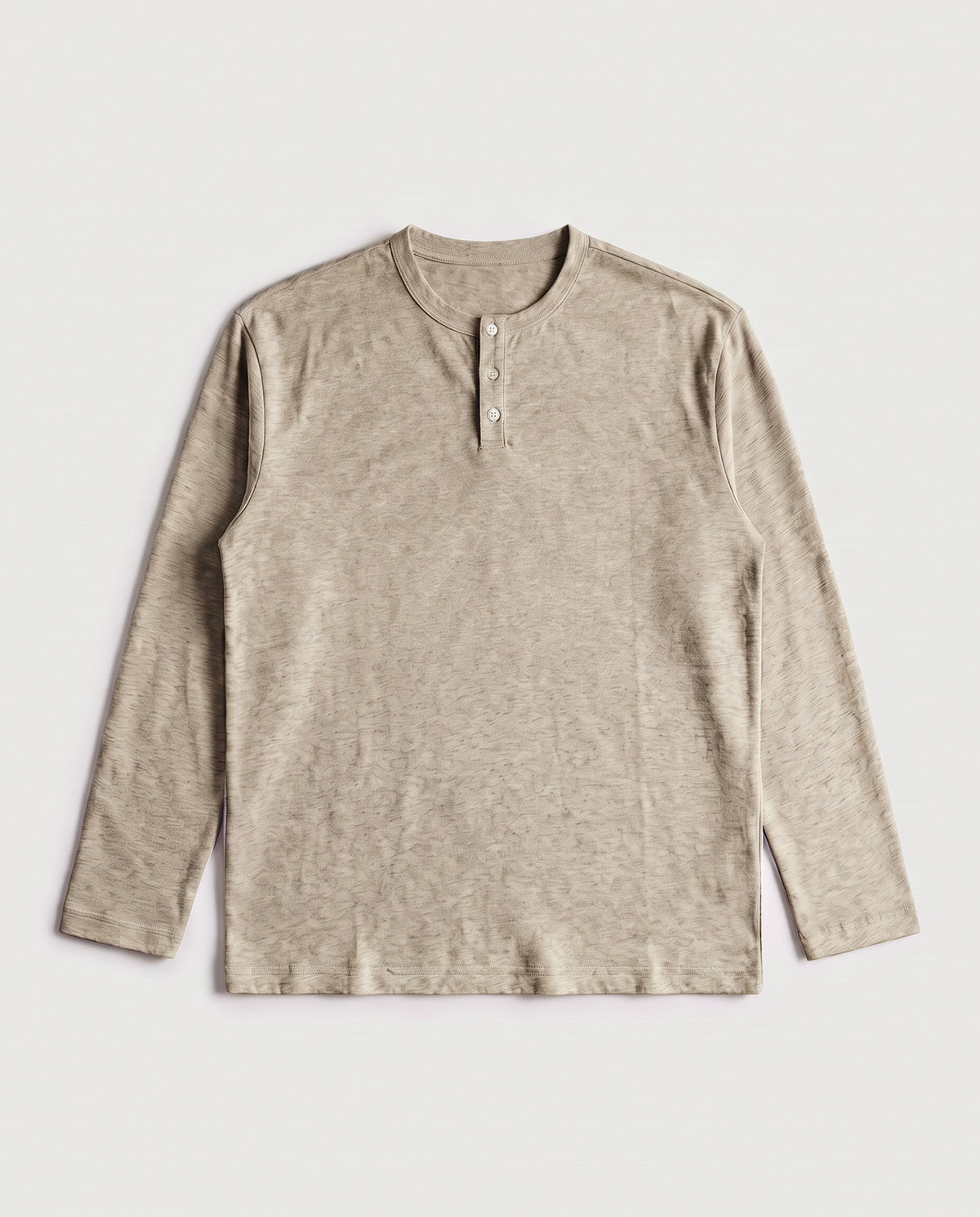 Long Sleeve Henley Beige Fleck flat lay, front