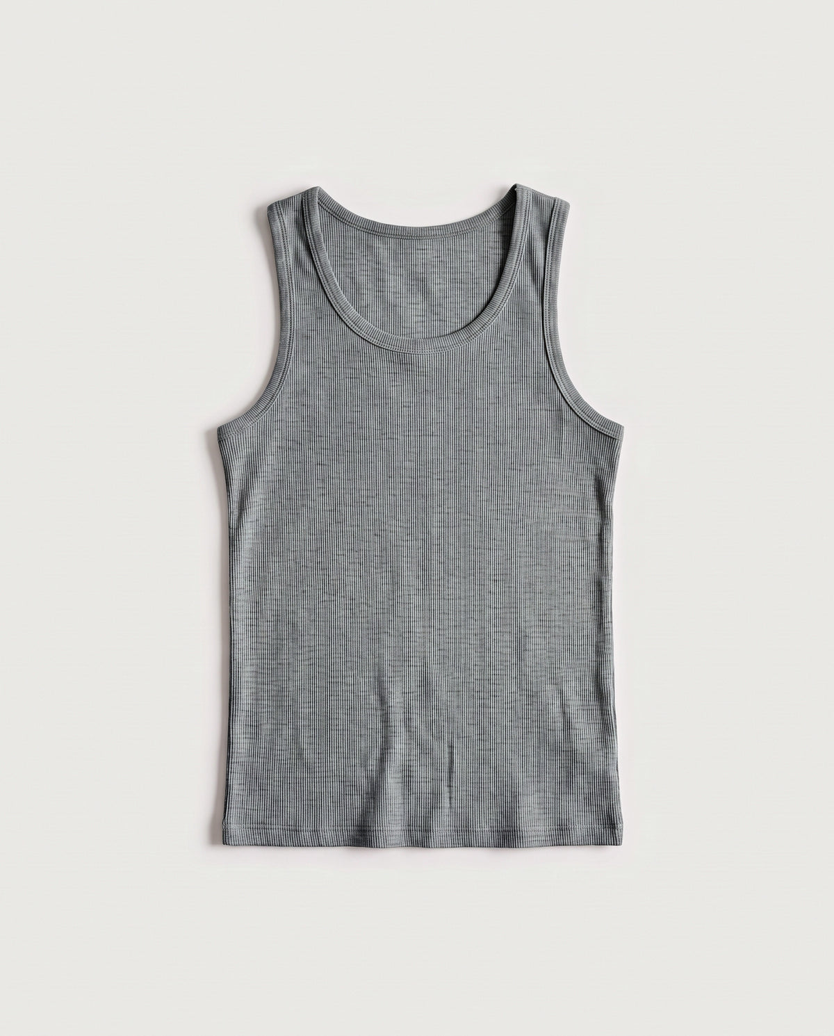 Ribbed Vest Dark Grey Marl flat lay, front