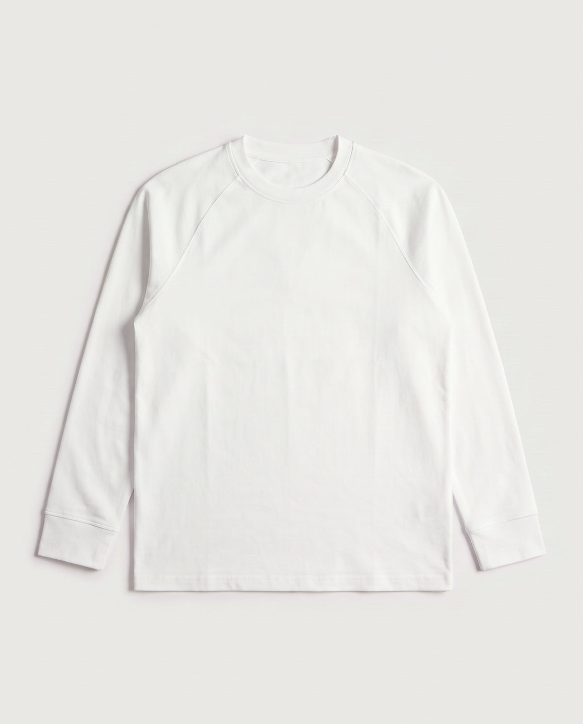 Fleece Base Layer White Crew Neck flat lay, front