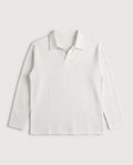 Long Sleeve Polo White flat lay, front