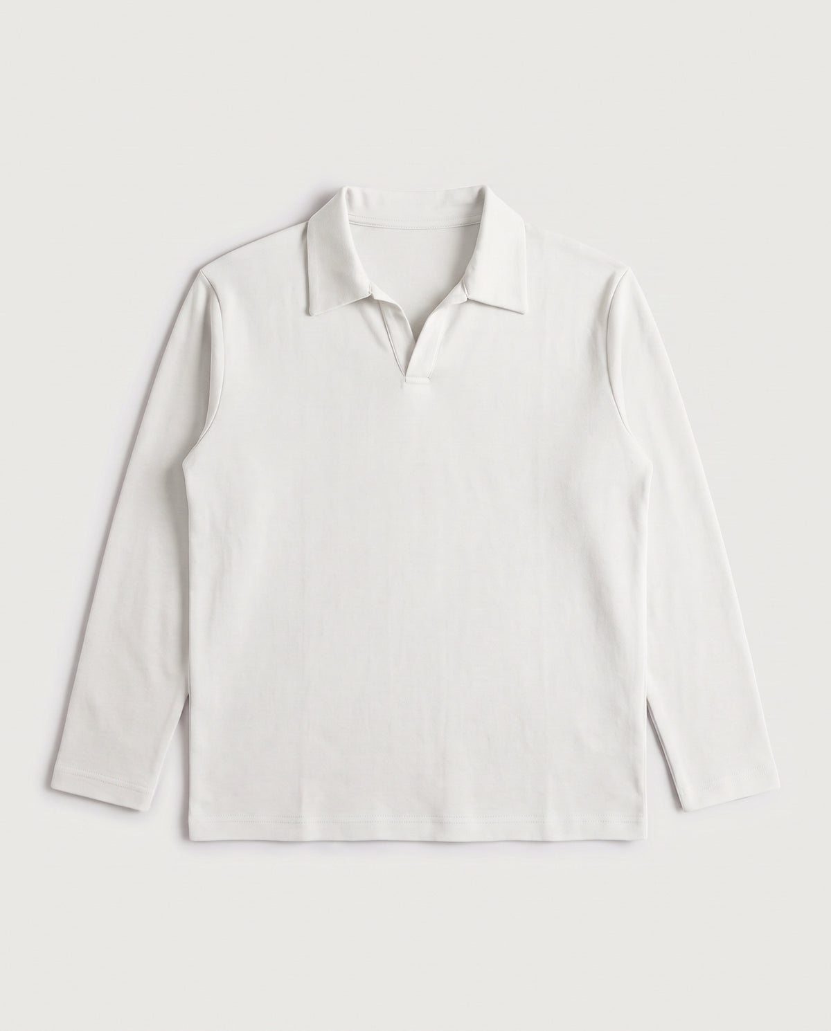 Long Sleeve Polo White flat lay, front