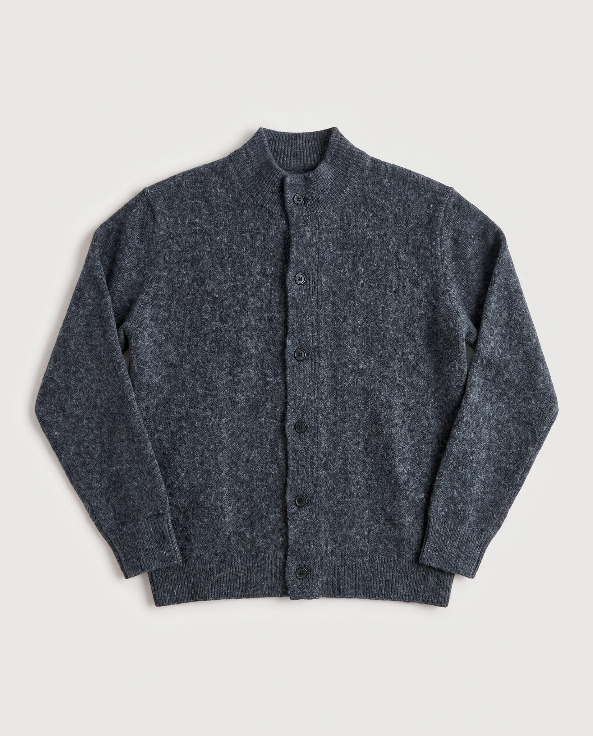 Mock Neck Cardigan Grey Fleck flat lay, front
