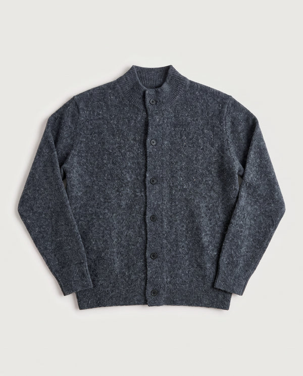 Mock Neck Cardigan Grey Fleck