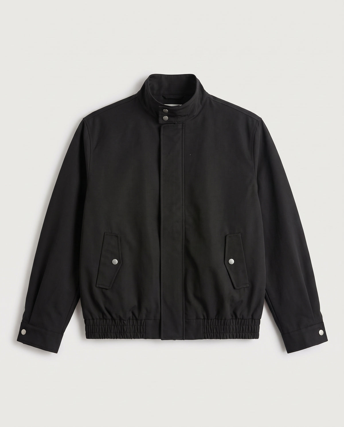 Reversible Harrington Jacket Black flat lay, front