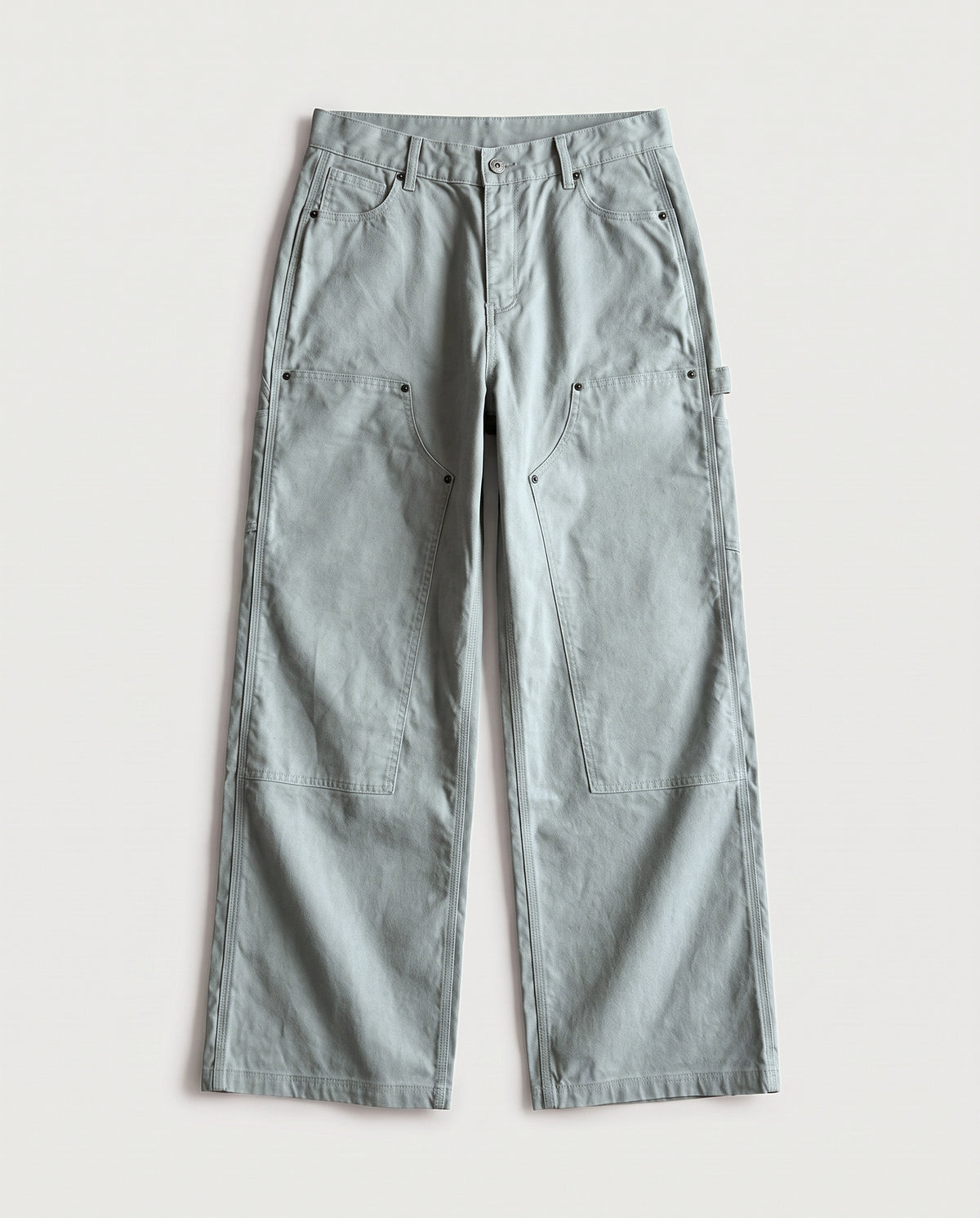 Double Knee Work Trousers Sage Grey flat lay, front