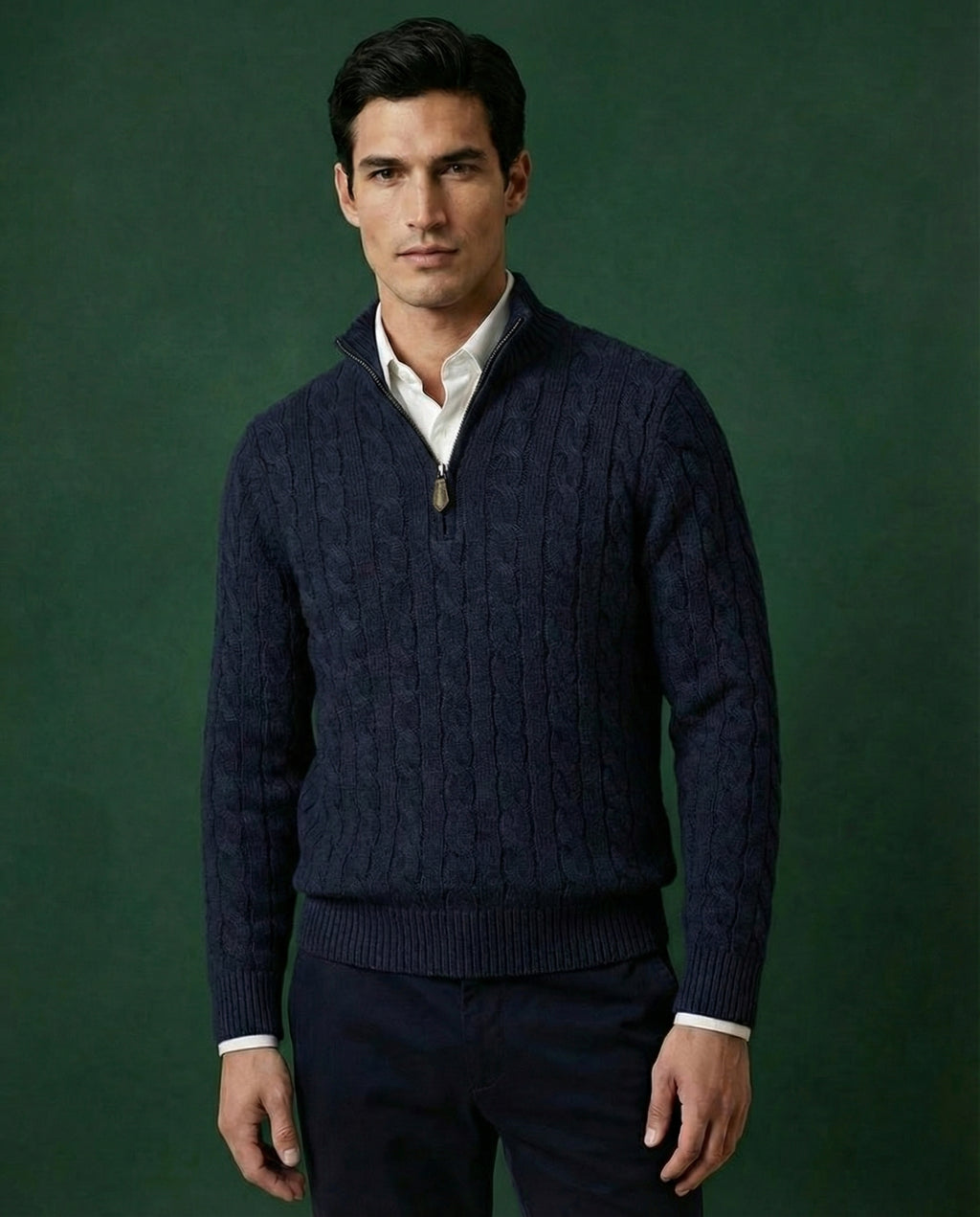 Nocturne Cable Quarter Zip Midnight