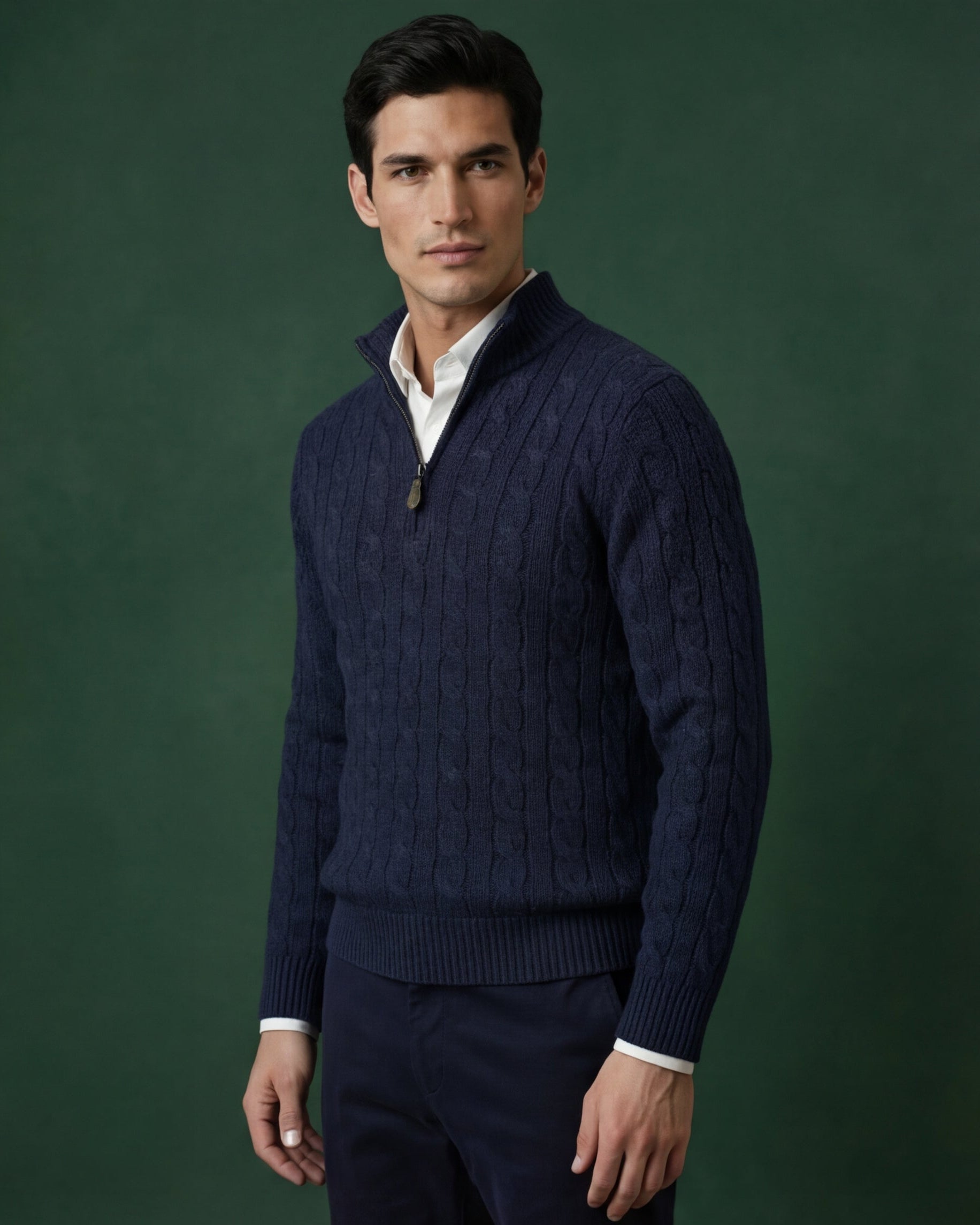 Nocturne Cable Quarter Zip Midnight
