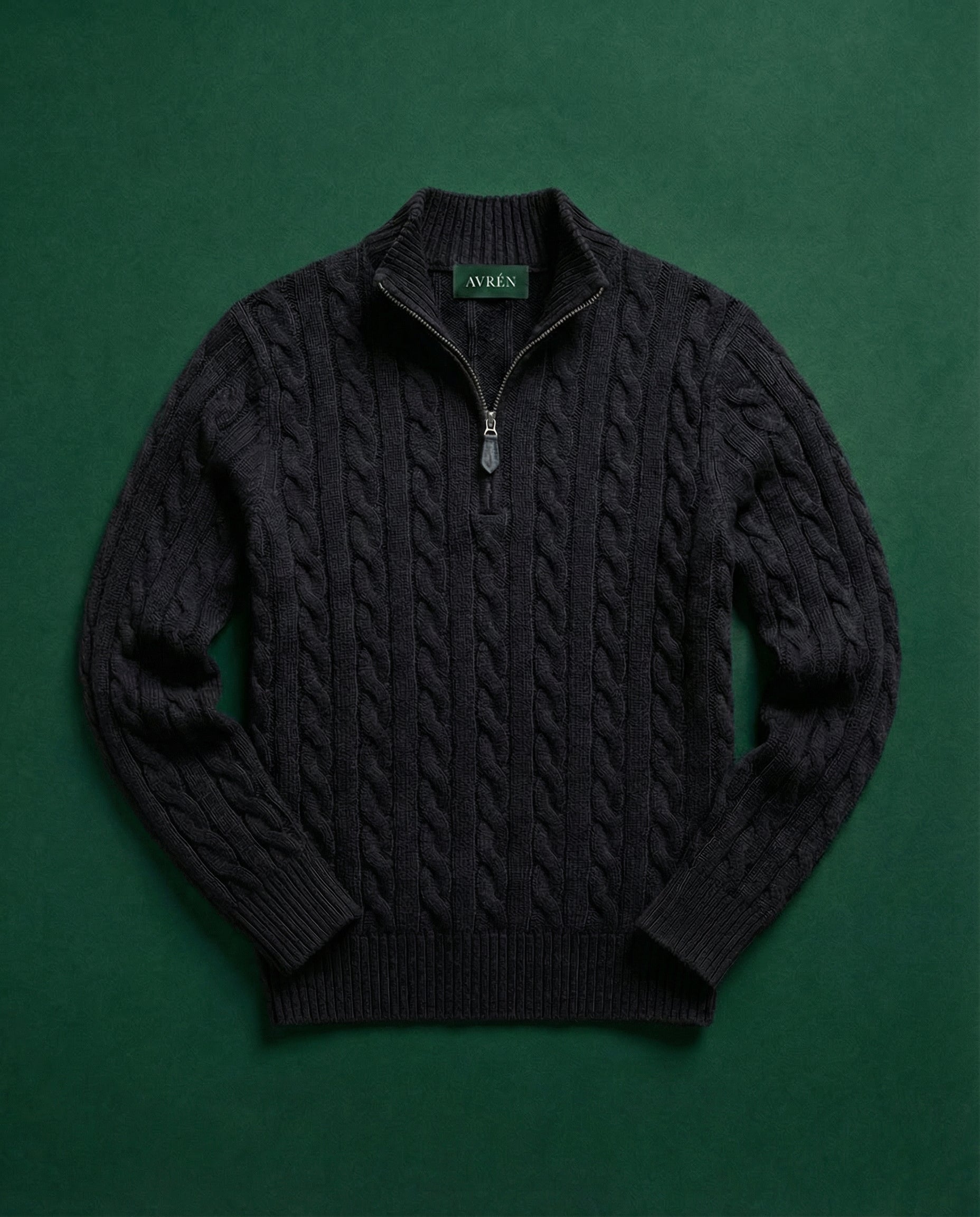 Nocturne Cable Quarter Zip Midnight