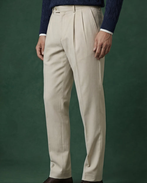 Ashford Pleated Trouser — Stone